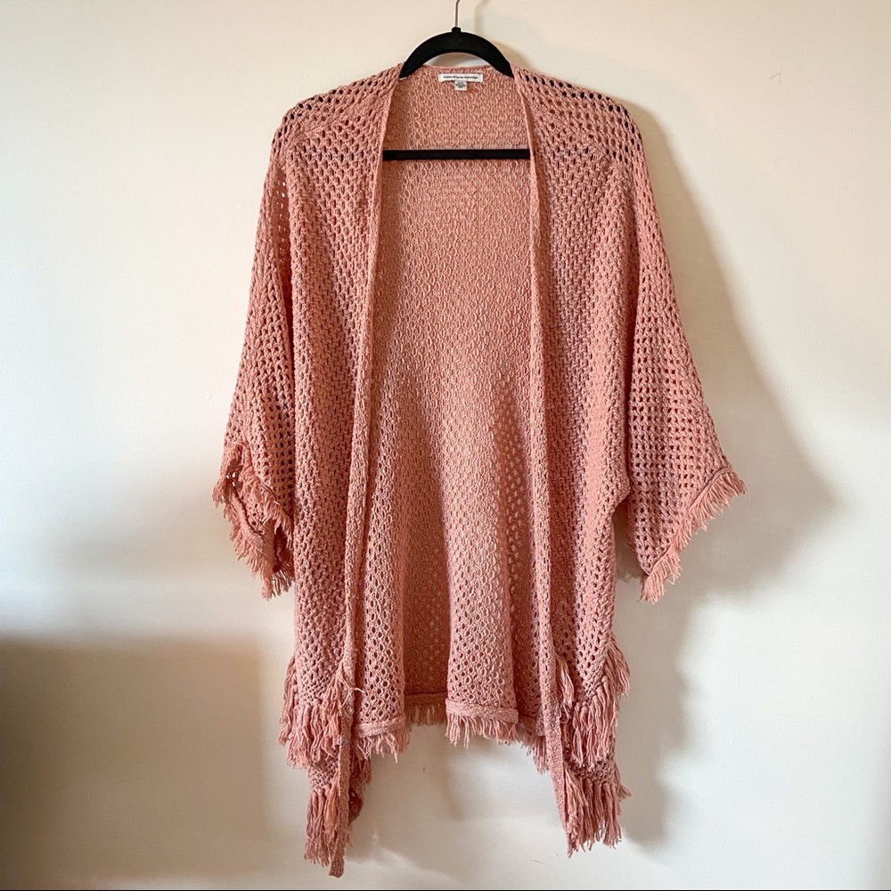 Blush open knit cardigan